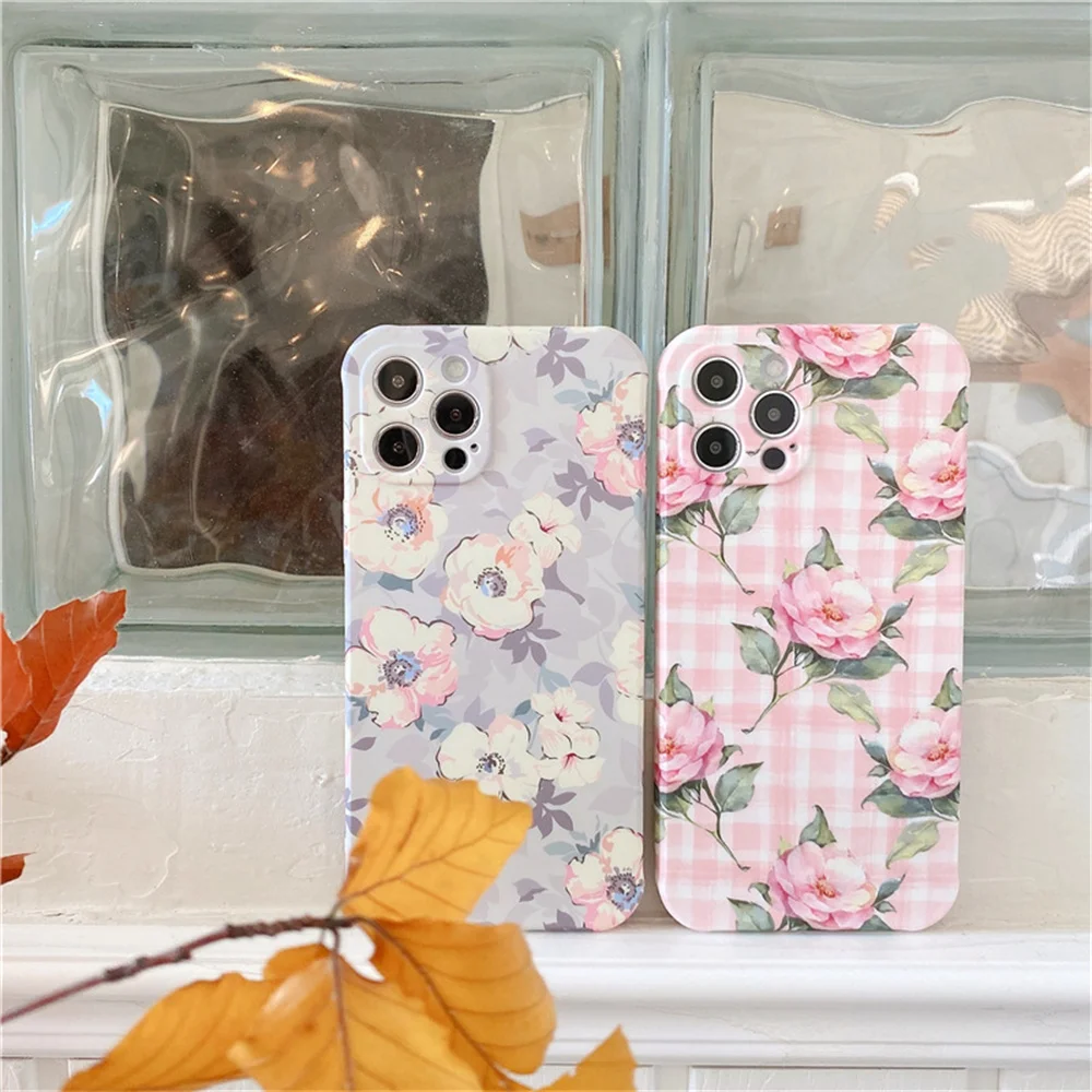 

Fashion ins Korean small floral jacket is suitable for Apple 14 iphone13 12promax transparent silicone phone soft shell