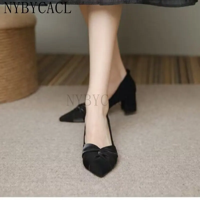 Spring Summer Shoes Woman European Brand Ladies Flats Silk Bow-knot Espadrilles Shoes Pointed Toe Pumps Fashion New Shoes 34-40