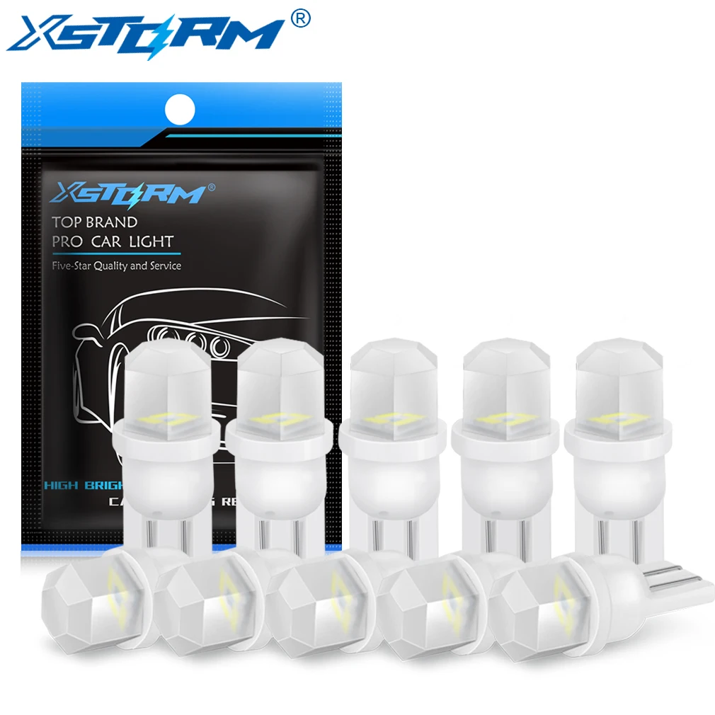 

10Pcs Ceramic T10 W5W LED Bulb 194 168 Led Canbus 4SMD 3030 Car Interior Lights Wedge Side marker Clearance Auto Lamp 12V White