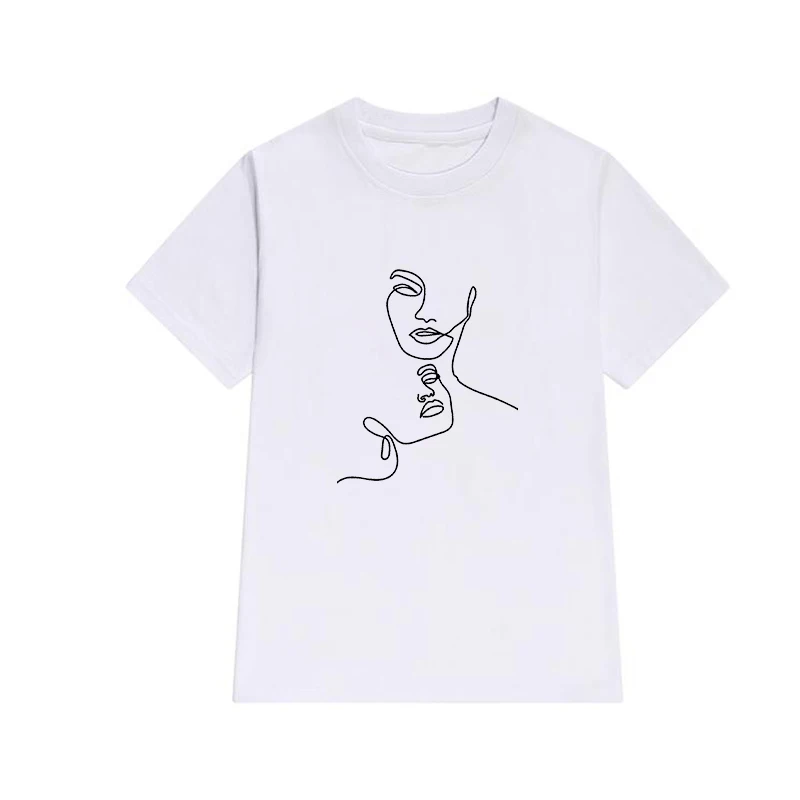 

2021 Women's T-shirts Simple Stick figure graphic t shirts Female Fashion O-Neck Summer Short sleeve Ladies T shirt Plus Size