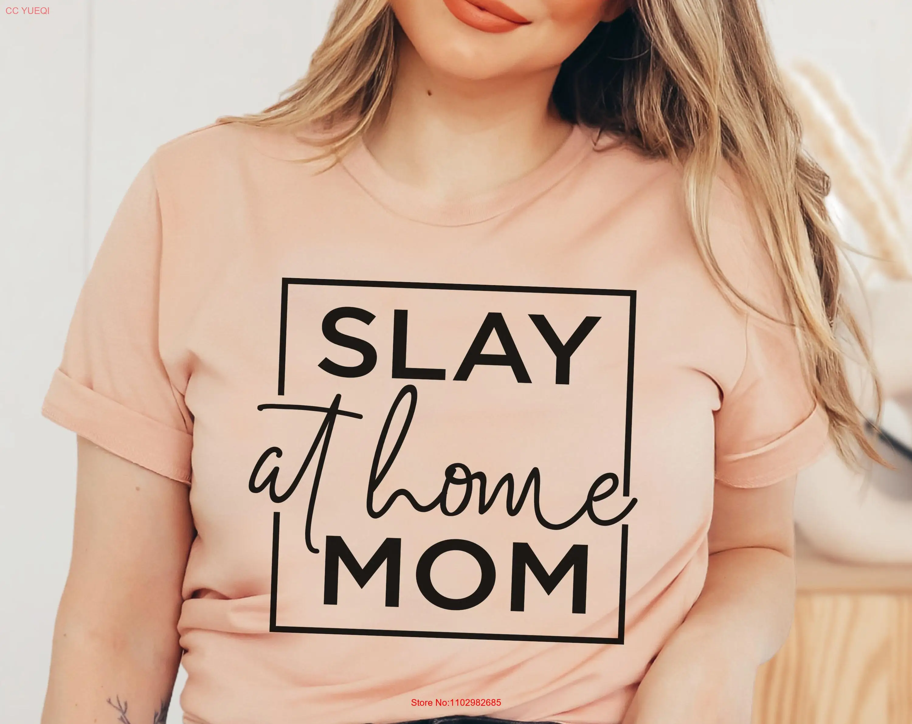 Футболка Slay At Home Mom NoEnName_Null хлопок короткая рукав