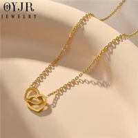 oyjr double heart necklaces for women korean simple clavicle chain gold color chain choker heart shaped necklace jewelry gift