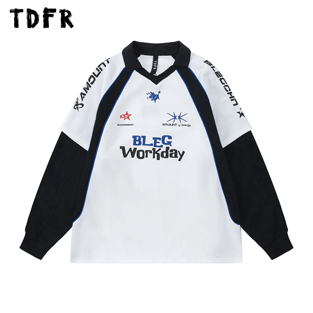 

Мужская рубашка-поло с контрастными панелями, с длинным рукавом