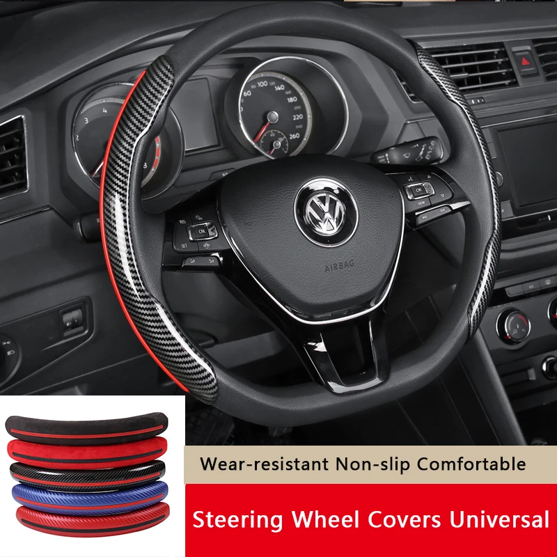 

Steering Wheel Covers Universal Four-season Carbon Fiber Turn Fur Car Accessories Products Interior Parts For BMW Volkswagen Etc