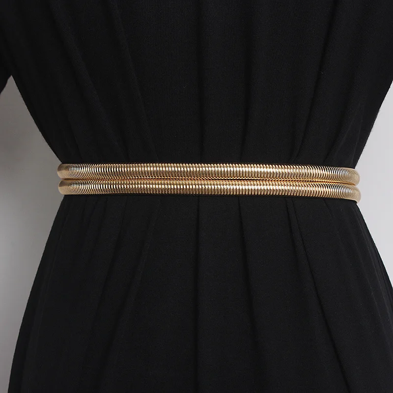 belt for women New decorative metal elastic gold waist chain with skirt dress thin spring belt chain waist seal