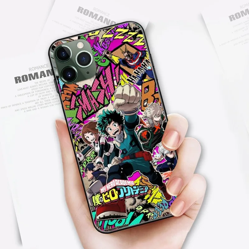 Фото Чехол для телефона My Hero Академия Izuku Deku для IPhone 14 13 12 11 XS X 8 7 6 Plus Mini Pro Max SE 2022, мягкий черный чехол для телефона №3