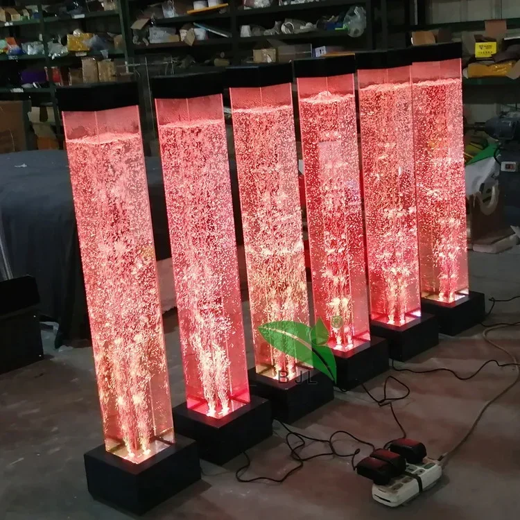 Напольный светильник для интерьера с LED-подсветкой, меняющей цвета, из акрила, с водяными пузырьками, в форме квадратной колонны. (art.: 3920dcd6ad5ad) - 3920dcd6ad5ad