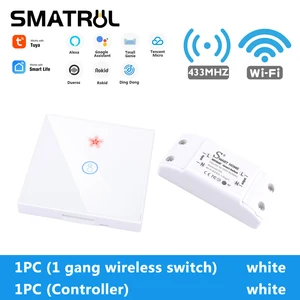Сенсорный выключатель света SMATRUL Tuya, Wi-Fi, 433 МГц, настенная панель, релейный модуль, таймер, розетка Alexa, лампа 110-220 В