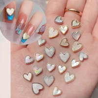 nail sequins jewelry 1 pcs imitation shell charm lock core heart shaped nail decoration metal alloy diy manicure accessories