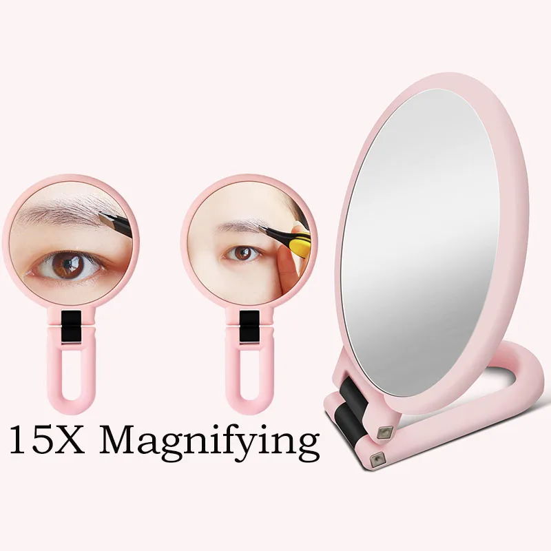 2/5/10/15X Magnifying Makeup Mirror Hand Mirror Handheld Folding Double Sided Makeup Vanity Mirror Travel Portable Makeup Tools