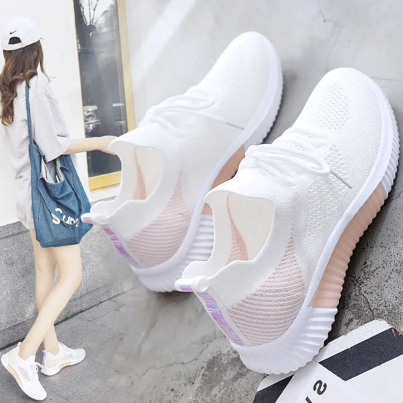 

Women's Shoes New Breathable Sports Mesh Versatile Summer Hollow Walking Flying Woven No-slip Ladies Sneakers Zapatos De Mujer