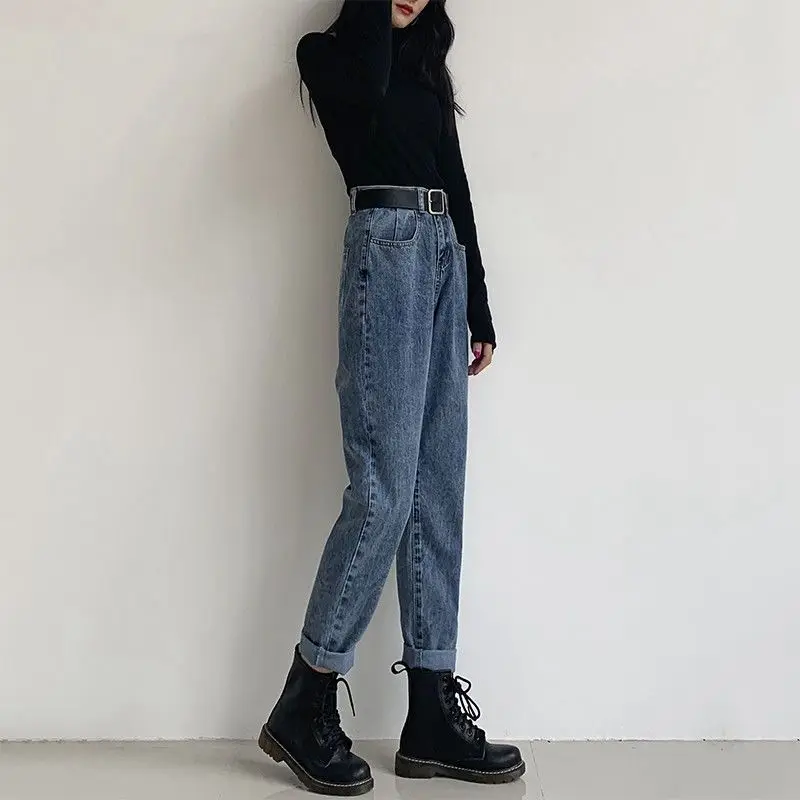 

2023 Pants Vintage High Waist Jeans Woman Women's Jeans Full Length Mom Jeans Cowboy Denim Pants Korean Loose Harlan Pants Z34