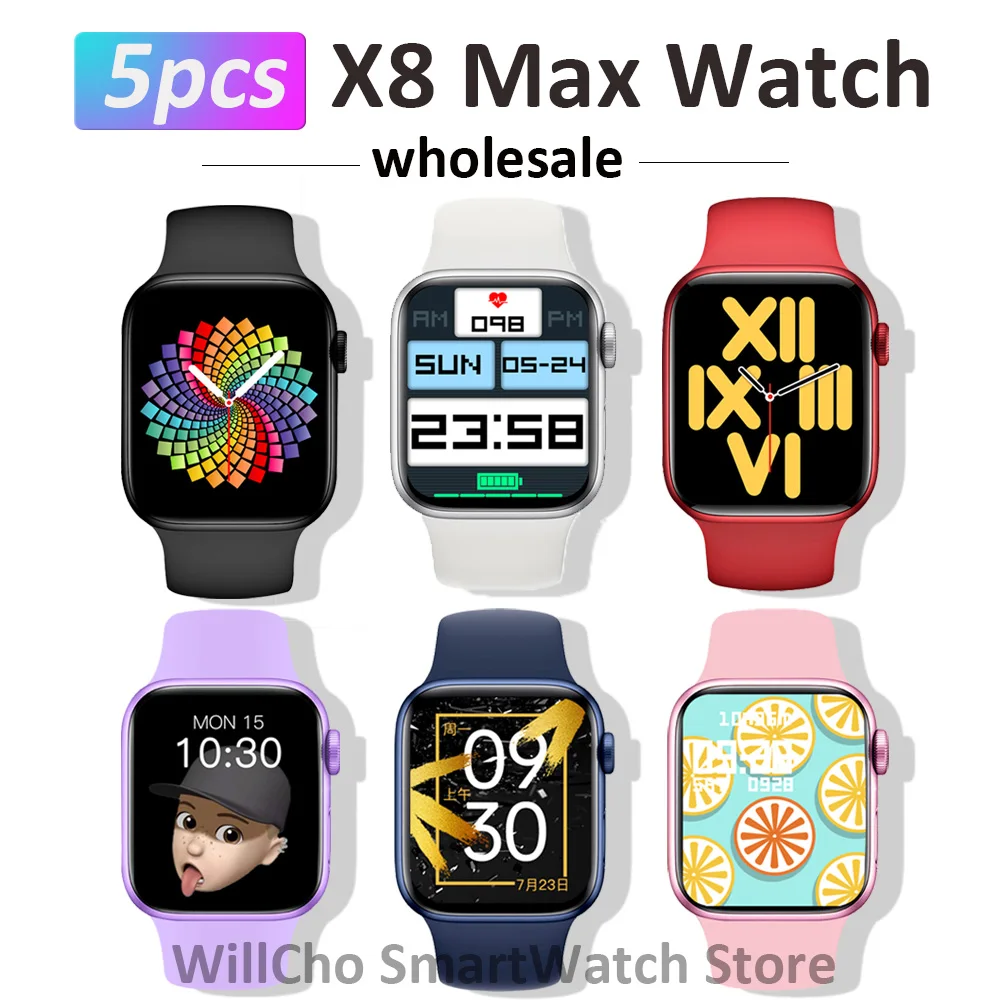 

5pcs Wholesale X8 Max Smartwatch Call Watch Man Hearth Rate Sport Fitness Bracelet Smart Watch Watch for Women pk T500 plus