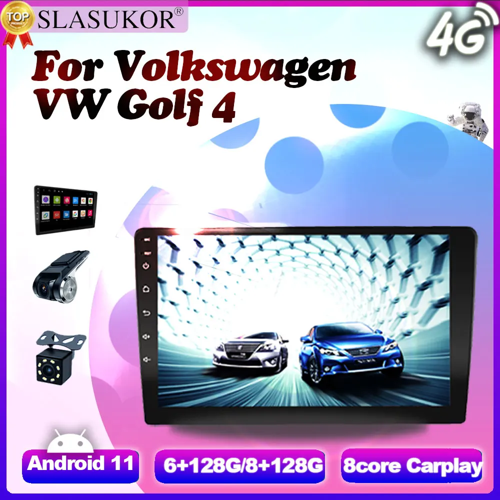 9-дюймовый автомобильный радиоприемник Android 11 для Volkswagen VW Golf 4 IV вентилятор