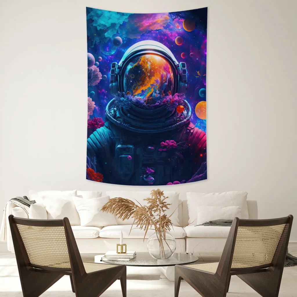 

Space-Astronaut-Pattern Large Fabric Wall Covering Meme Tapestry Aesthetic Bedroom Decor Carpet Background Cloth Yoga Mats