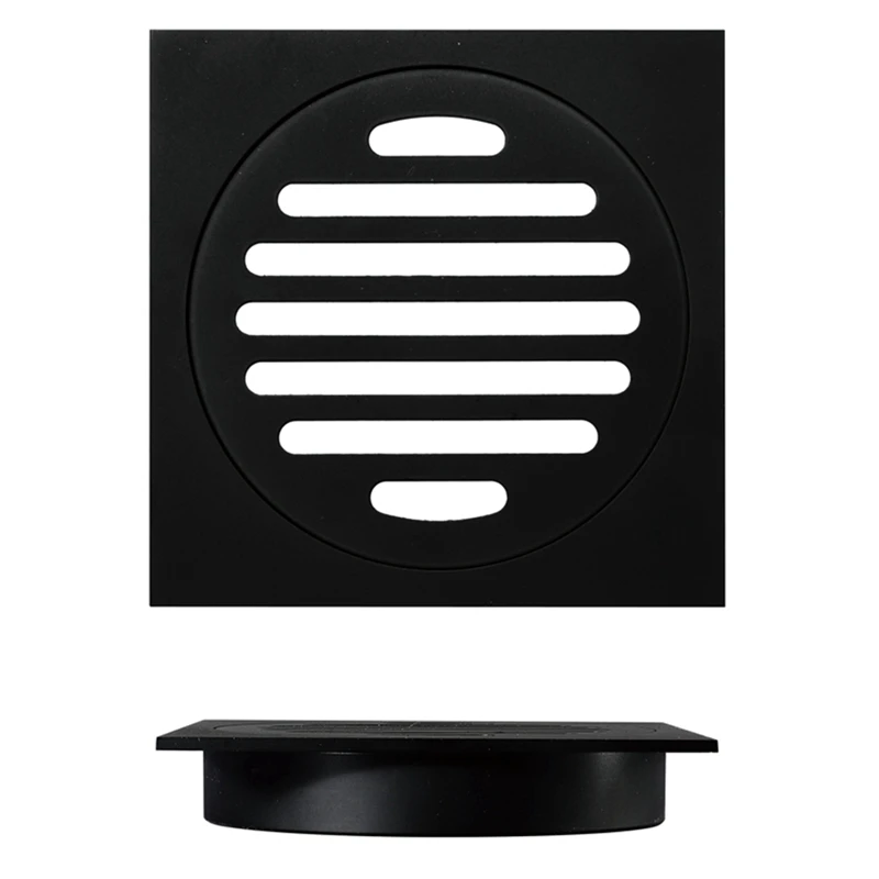 

Bathroom Square Shower Drain Copper Floor Drain Trap Waste Grate Round Cover Hair Strainer