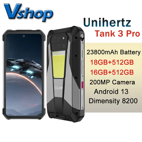 Смартфон Unihertz Tank 3 Pro повышенной прочности, 32/36 Гб, 512 ГБ, 23800 МП, 120 мАч, 8200 Вт, Android 13