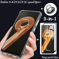 for realme 4g case glass realme9 pro plus ring silicon back cover for realmi 9 5g speed edition clear shockproof airbag cases