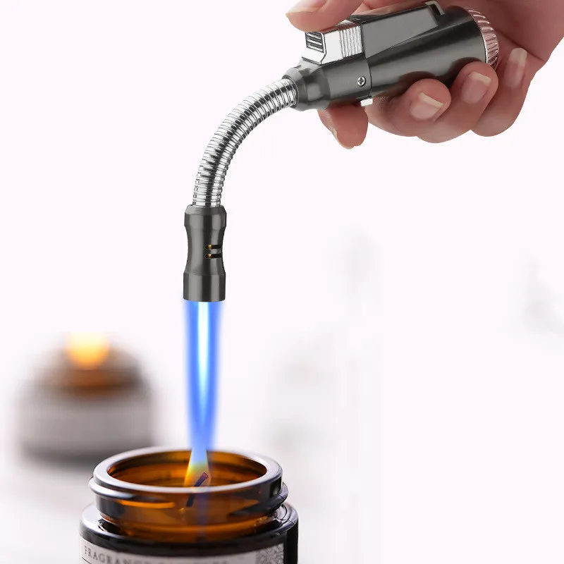 

Cigar Lighter Hose Outdoor Barbecue Candle Kitchen Gas Stove Strong Airbrush Metal Turbo Windproof Butane Lighter