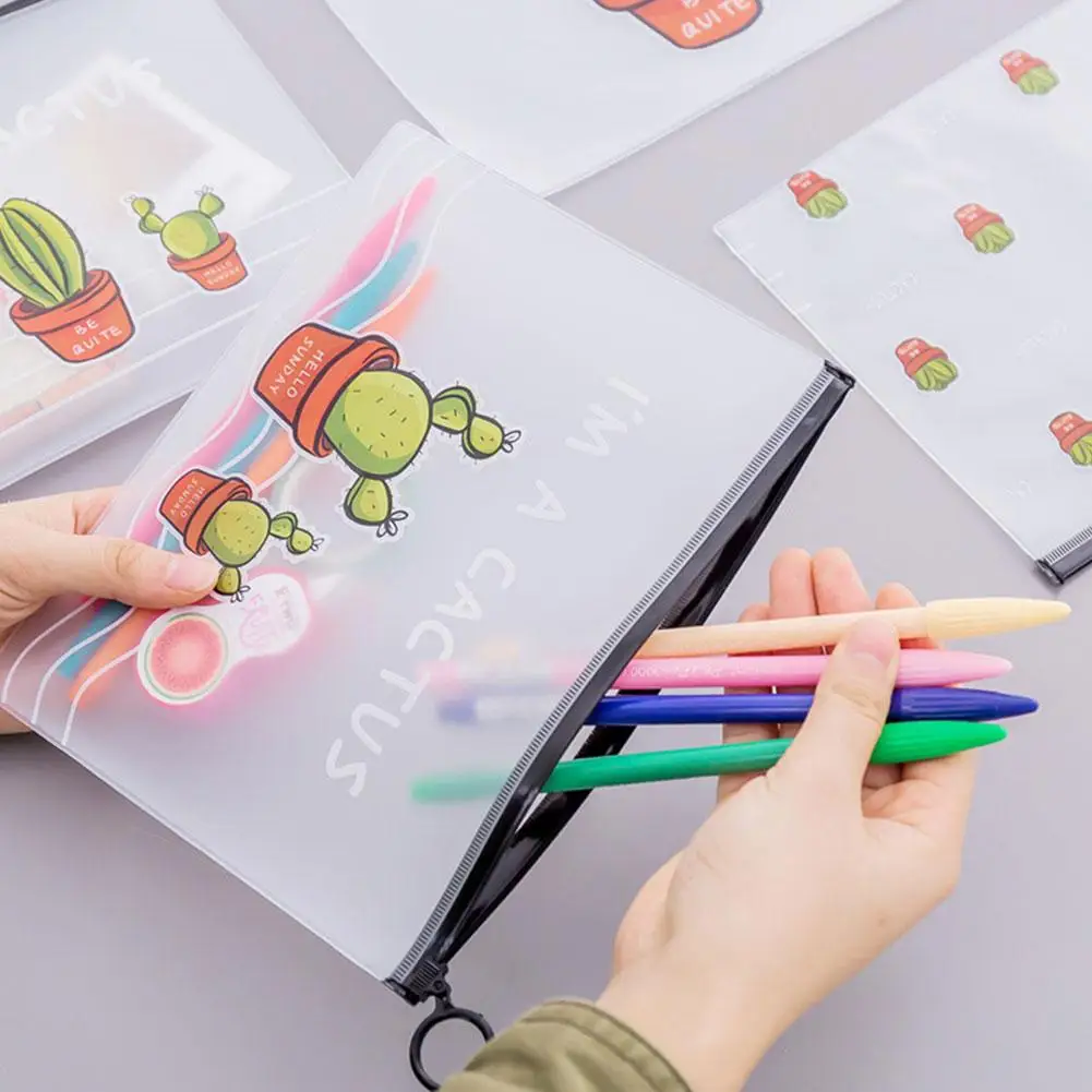 

[Clearance Sale] Cartoon Cactus Printing Transparent Pencil Case Big Capacity Stationery Pouch