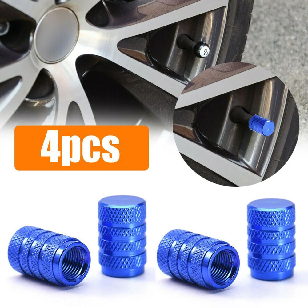 

4Pcs Aluminium Car Wheel Tyre Valve Stems Air Dust Cover Screw Cap Accessories Tires Stem Air Valve Caps Airtight Cover