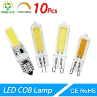 10pcs led g4 g9 e14 3w 6w 9w 12w light bulb acdc 12v 220v led lamp cob spotlight chandelier light replace 30w 60w halogen lamps