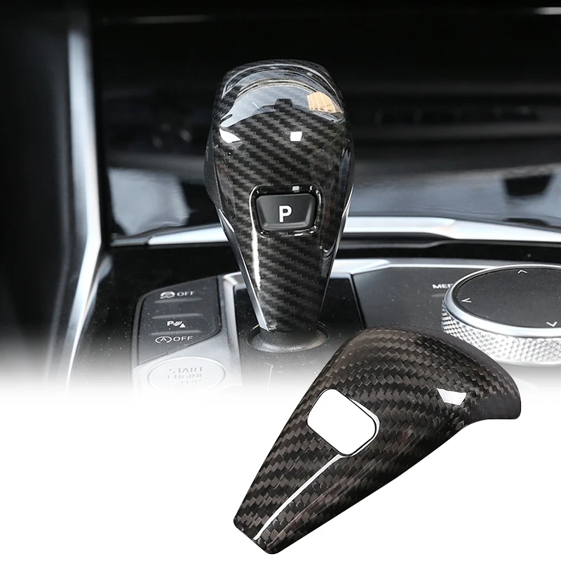 

1Pcs Car Carbon Fiber Gear Shift Handle Trim Cover Gear Handle Cover For BMW 3 Series G20 G28 2020-2021 Interior Accessories