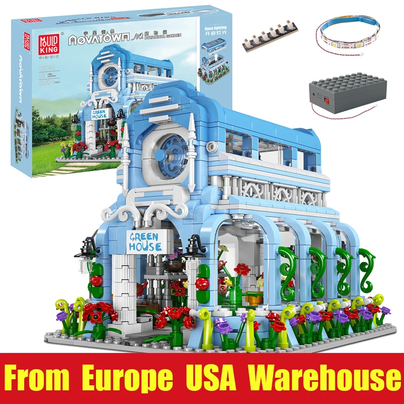 

Форма King 16048 MOC уличная игрушка модель ботанический сад со светодиодной подсветкой набор строительных блоков Кирпичи для детей Рождественс...