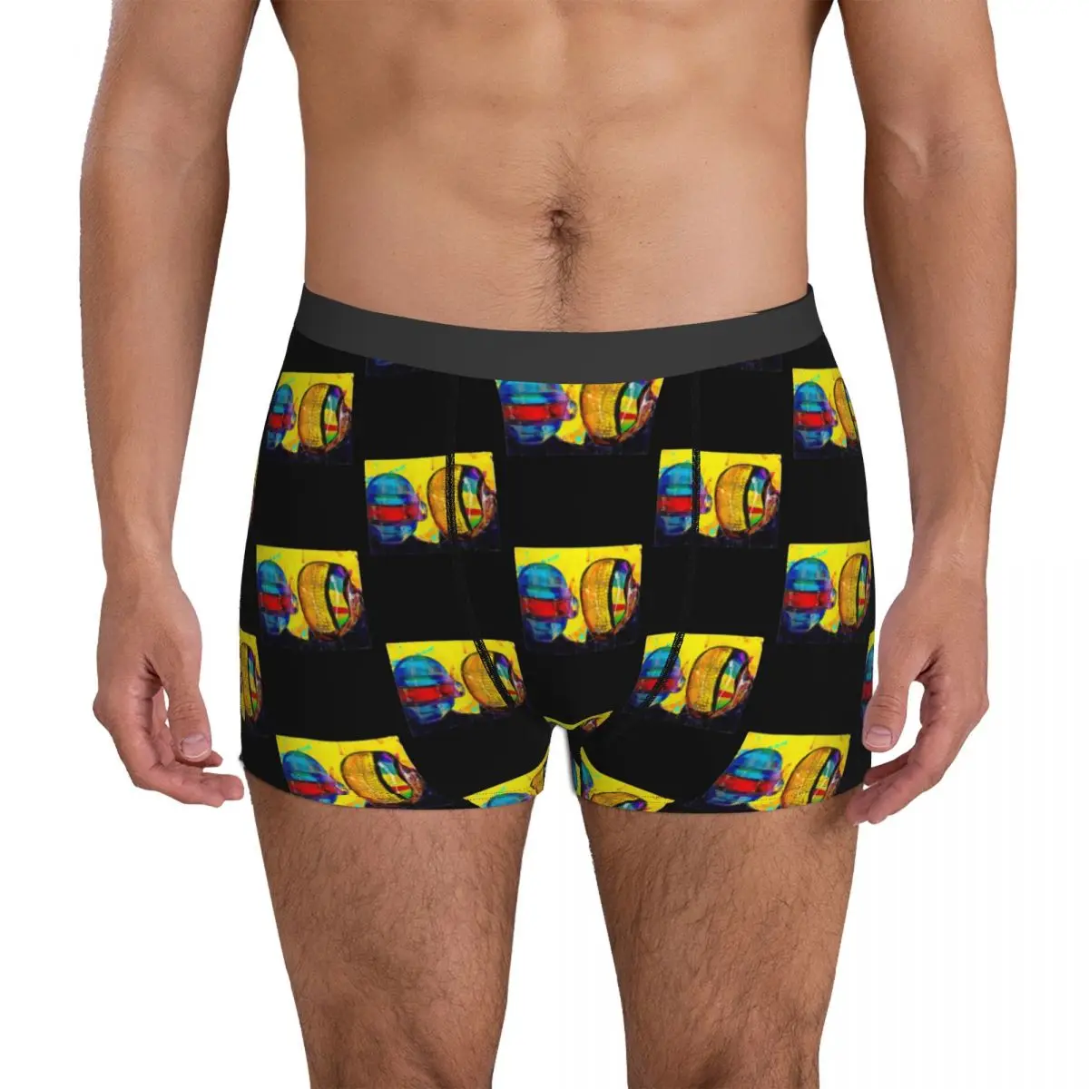 

Трусы-боксеры Daft в стиле панк (нижнее белье в винтажном стиле с 3D карманом для роботов космоса и будущего, шорты с принтом, Трусы-шорты, эласт...