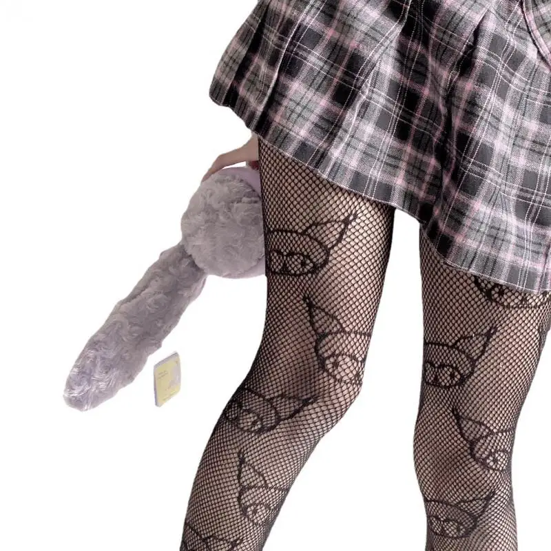 

Sanrioed Kuromi Hello kitty Fishnets Kawaii Fishnet Socks Sexy Hot Girls Stockings Women Thin Personality Bottoming Pantyhose