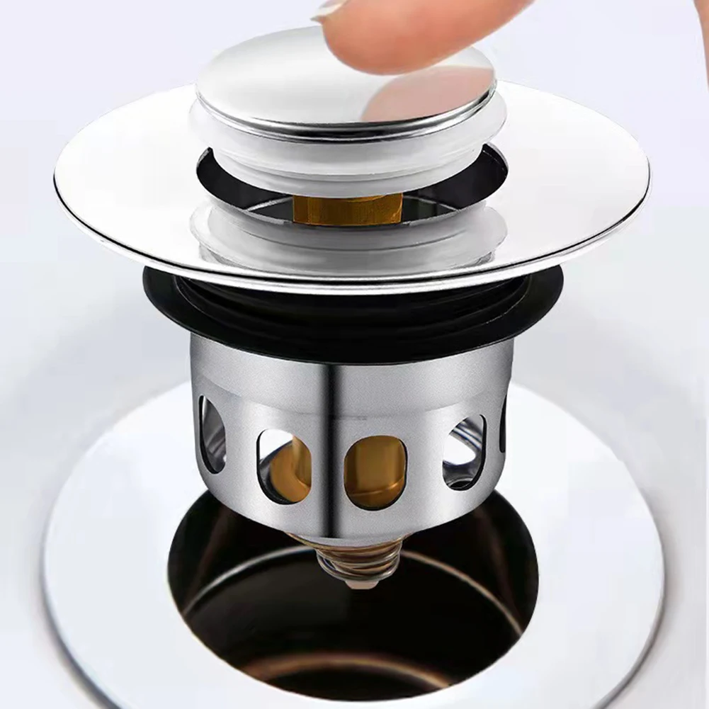 

Universal Stainless Steel Pop-Up Bounce Core Basin Drain Filter Hair Catcher Deodorant Bath Stopper Kitchen Bathroom Accessories