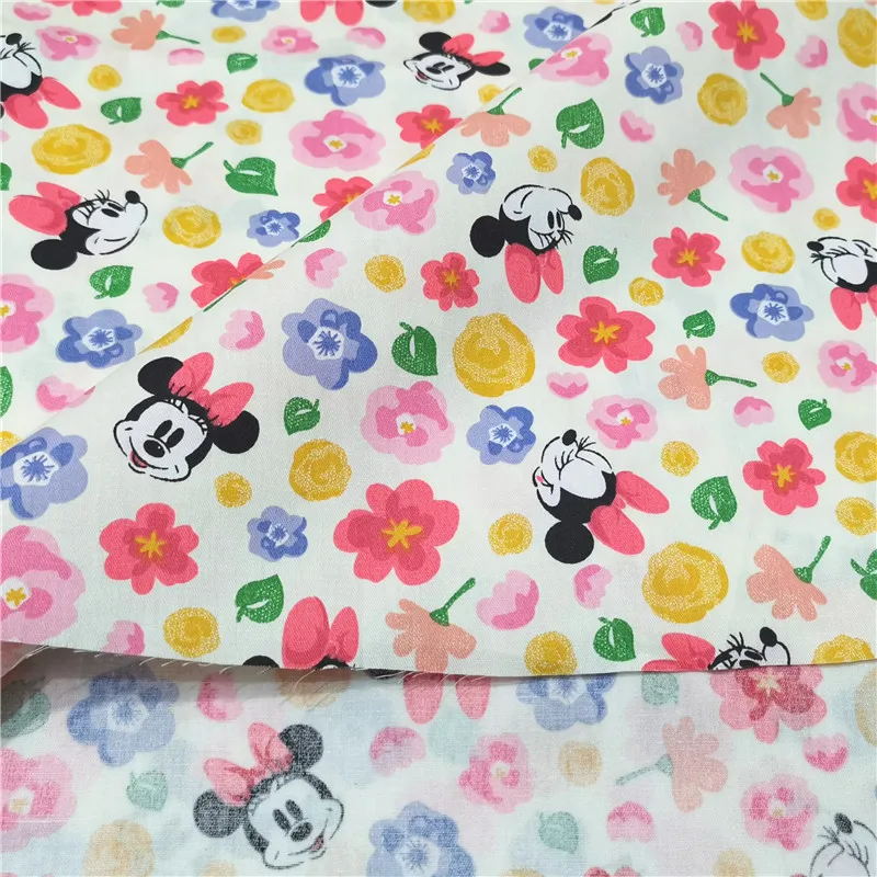 Ширина 160 см ткань из поплина и хлопка с принтом Минни мультфильма цветок Диснея