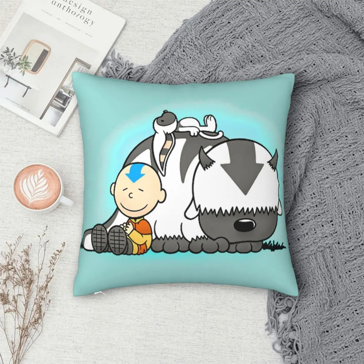 Aang и Appa Avatar чехол для подушки из полиэстера льна