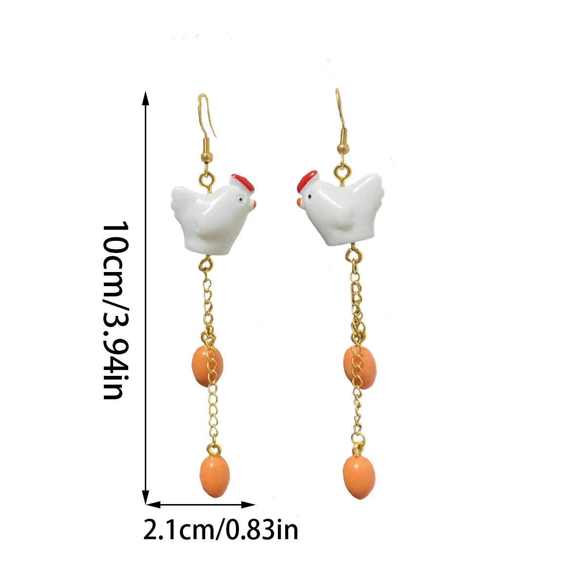 1 пара интересных специальных сережек в виде куриных яиц 3D Смола