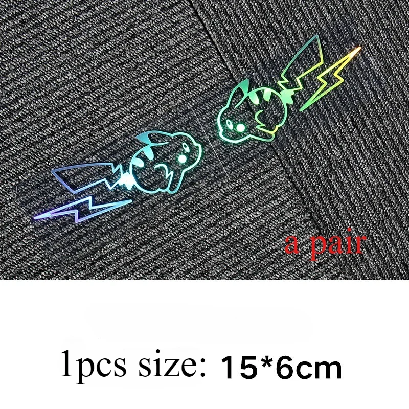 

Наклейки для мотоцикла Pokemon Pikachu, светоотражающая лазерная наклейка для царапин, Зеркальная Наклейка «сделай сам» для автомобиля