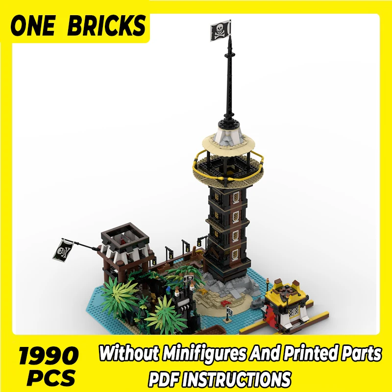 

Moc Building Blocks Street View Model Lighthouse Fortress Technical Bricks DIY Assembly Famous Toys For Childr Holiday Gifts