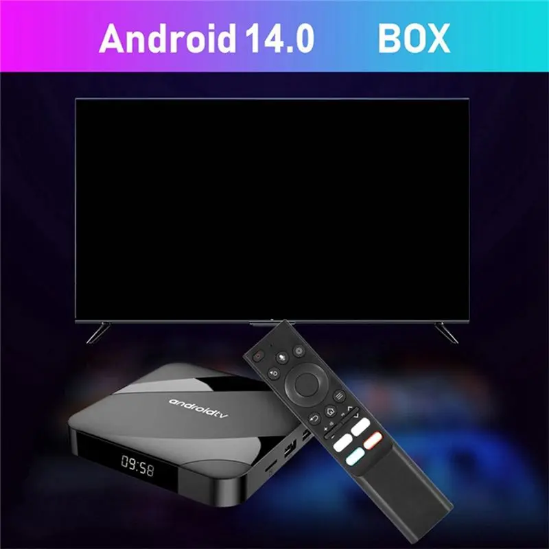 Фото ТВ-приставка ABKN-ATV Android 14 Smart TV Box AV1 S905W2 Quad-Core с двойным Wi-Fi, голосовым пультом ДУ, медиаплеером 8K 4K, штекер EU №4