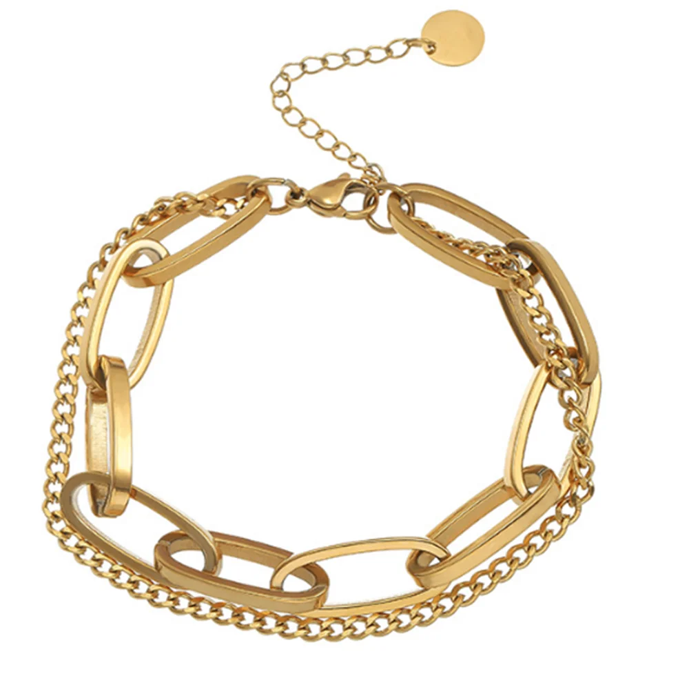 

Fashion Link Chain Stainless Steel Bangle for Women Exquisite Gold Metal Bracelet Jewelry Girl Beach брелок Not Fade