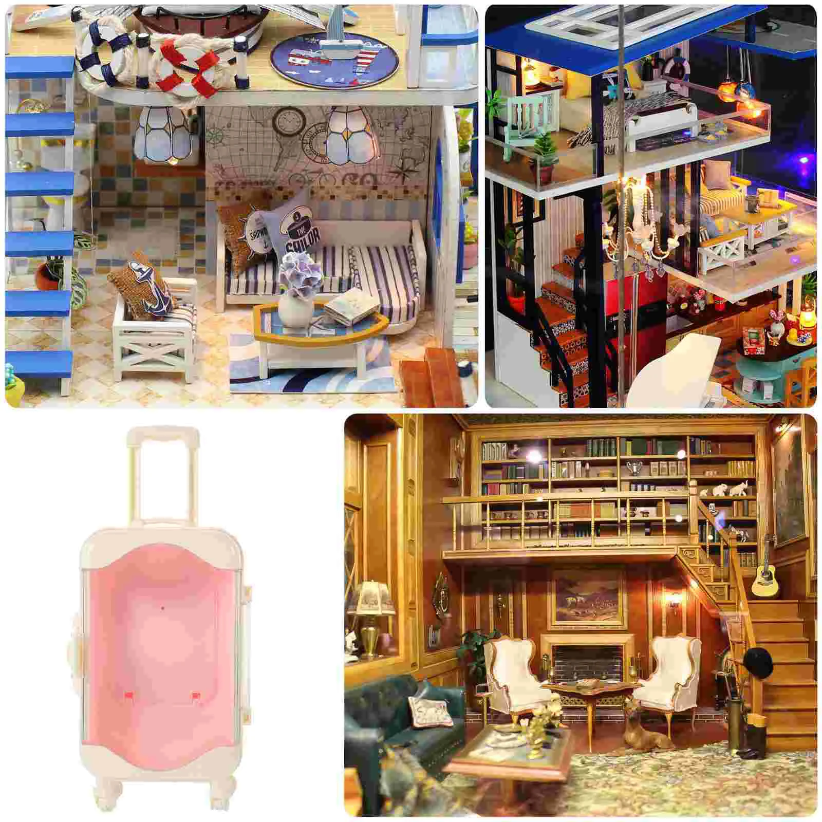 

Mini Suitcase Miniature Travel Ornament House Decor Luggage For Playing Simulation Toy