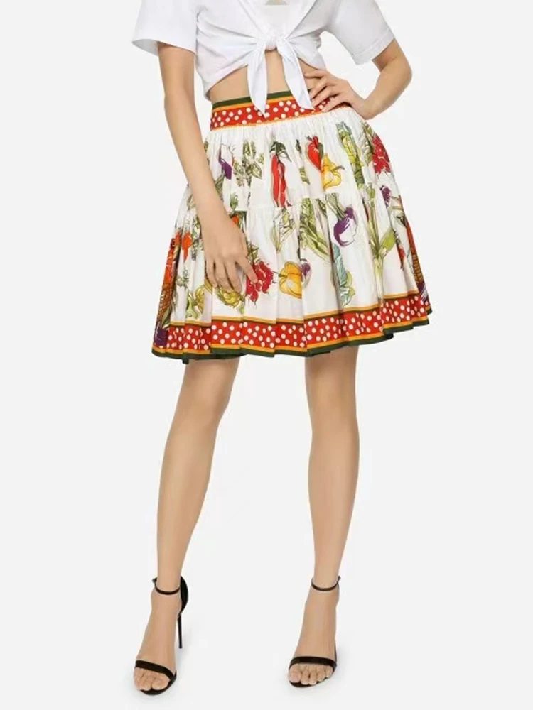 

Женская юбка с пышной юбкой, дизайнерская короткая юбка в горошек с высокой талией, модная универсальная Свободная юбка с пышной юбкой в сти...