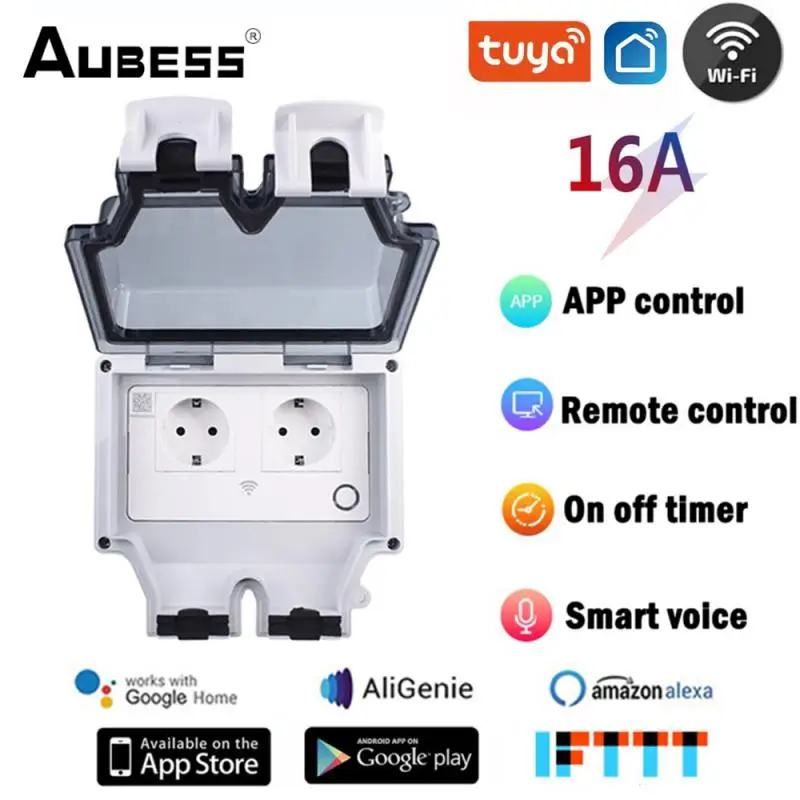 

Tuya WiFi IP66 Waterproof Outdoor Socket 16A Double EU US AU UK Plugs Timer Switch Programmable Work with Alexa Google Home