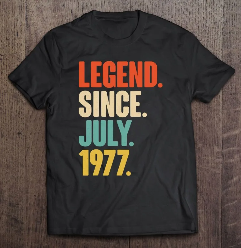 

Legend Since July 1977 Born In July 1977 44Th Birthday Gift T-Shirt Essential Vintage Men T-Shirt Men T Shirt T Shirt Custom