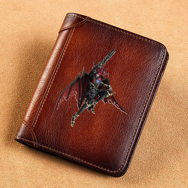 

High Quality Genuine Leather Men Wallets Chaos Final Fantasy Printing Short Card Holder Purse Luxury Brand Male Wallet