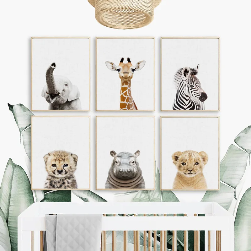 

Nursery Baby Room Animal Canvas Painting Posters Elephant Giraffe Zebra Rabbit Nordic Wall Art Prints Bedroom Home Decoration
