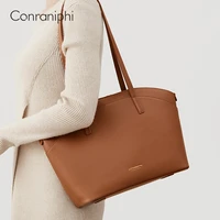 conraniphi trendy pu leather shoulder bags designer women tote bag luxury brand brown large capacity handbag