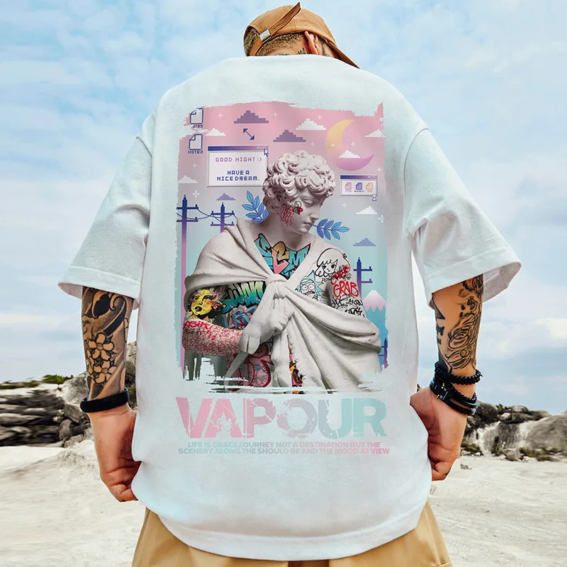 

Oversize T Shirt Men's Short Sleeve Tee Men 100℅ Cotton Printe T-Shirt Pink Letter Art Graphic Sculpture Fashion Free Shipping