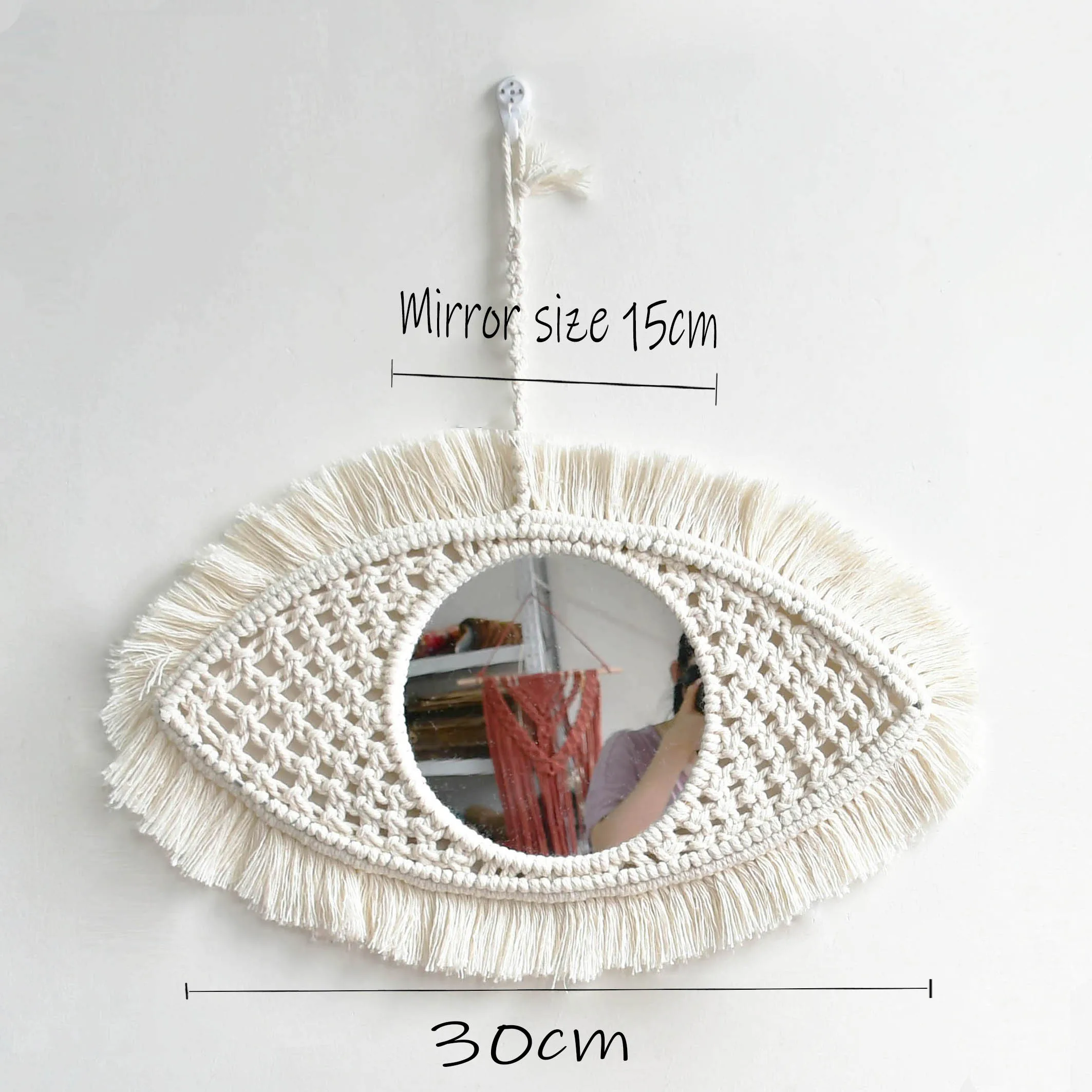 New arrival hot sale handmade macrame wall hanging " eye shape haing evil eyes Demon Eye | Decorative Mirrors