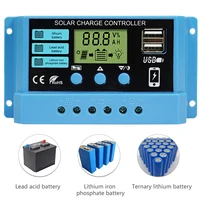 302010a solar charge controller 12v 24v auto solar panel pv lcd controller for lifepo4 lithium gel lead acid battery dual usb
