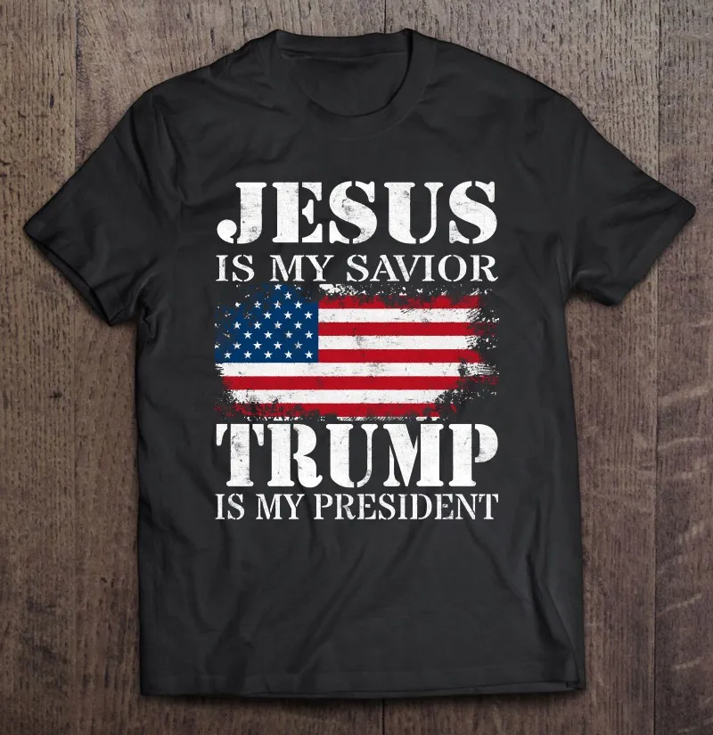 

Мужская и женская футболка с изображением Иисуса-мой спаситель Трампа-это мой президент подарок футболка гранж винтажная аниме одежда футб...
