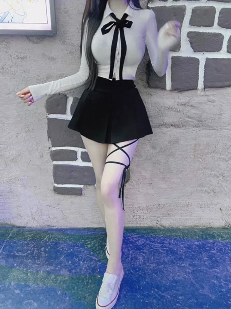 

Korea Style Sexy WOMENGAGA Slim High Waist Strap A-line Half Length Skirt Fashion Women Skorts JK Sweet 2023 New OW3W